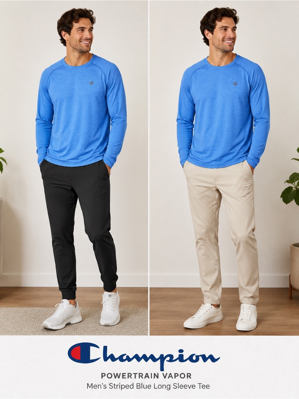 Champion PowerTrain Vapor Men's Striped Blue Tee
